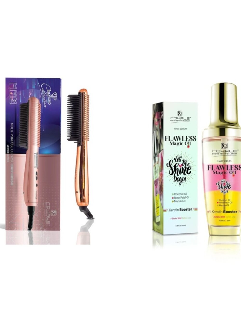 Ceramic Straightening Brush and Flawless Magic Oil Serum